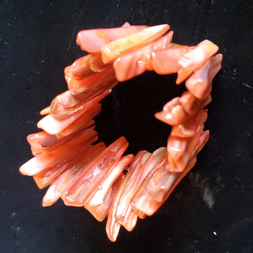 One-of-a-kind, pink shell bracelet,